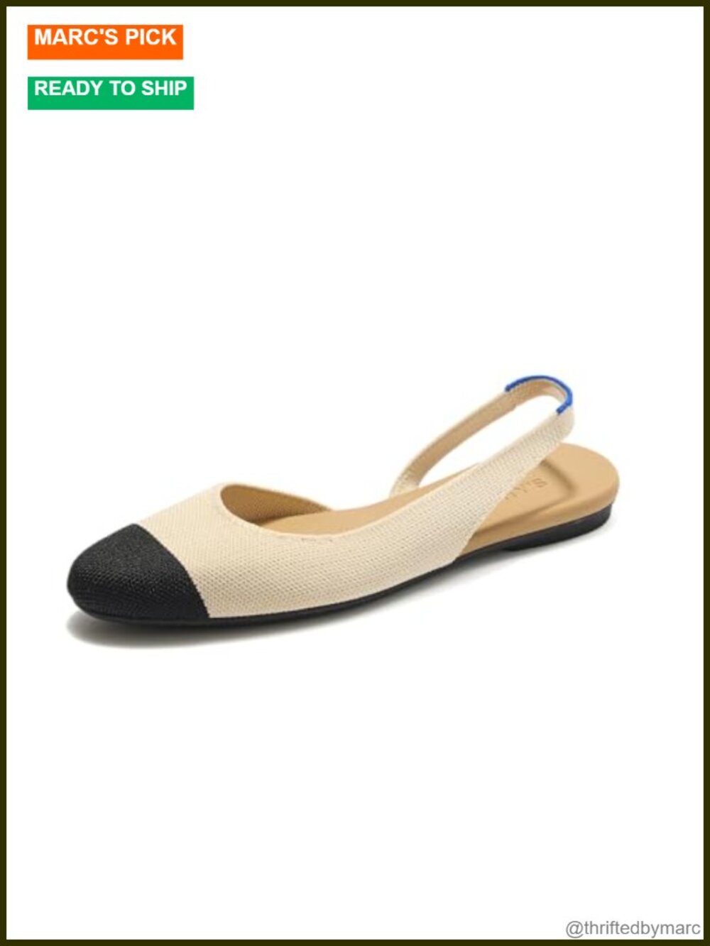 Rothy's Almond Slingback Flats Machine Washable Recycled Polyester Women's